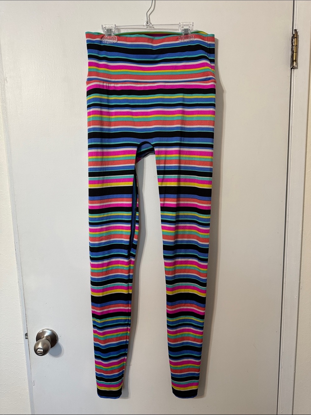 K-DEER Multicolor Striped Leggings - Blue, Pink, Yellow, Green, Black